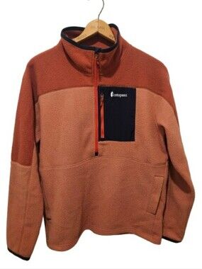 Cotopaxi Men’s Abrazo Half-Zip Fleece Pullover Jacket XL Terracotta Blue Accent